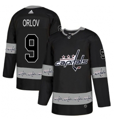 Men's Adidas Washington Capitals #9 Dmitry Orlov Authentic Black Team Logo Fashion NHL Jersey