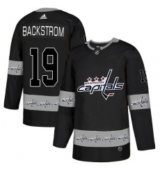 Men's Adidas Washington Capitals #19 Nicklas Backstrom Authentic Black Team Logo Fashion NHL Jersey