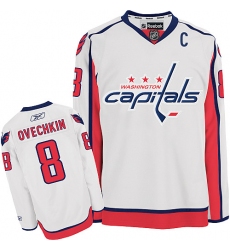 Women's Reebok Washington Capitals #8 Alex Ovechkin Authentic White Away NHL Jersey