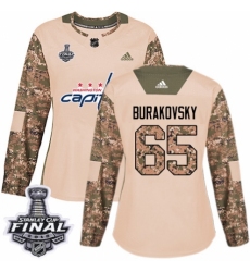 Women's Adidas Washington Capitals #65 Andre Burakovsky Authentic Camo Veterans Day Practice 2018 Stanley Cup Final NHL Jersey