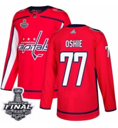 Men's Adidas Washington Capitals #77 T.J. Oshie Authentic Red Home 2018 Stanley Cup Final NHL Jersey
