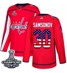 Youth Adidas Washington Capitals #30 Ilya Samsonov Authentic Red USA Flag Fashion 2018 Stanley Cup Final Champions NHL Jersey