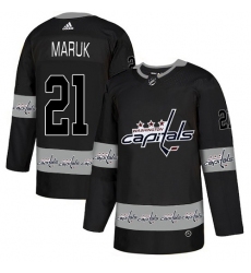 Men's Adidas Washington Capitals #21 Dennis Maruk Authentic Black Team Logo Fashion NHL Jersey