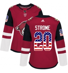 Women's Adidas Arizona Coyotes #20 Dylan Strome Authentic Red USA Flag Fashion NHL Jersey