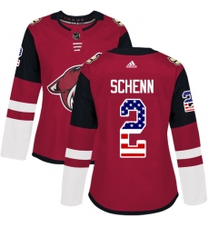 Women's Adidas Arizona Coyotes #2 Luke Schenn Authentic Red USA Flag Fashion NHL Jersey