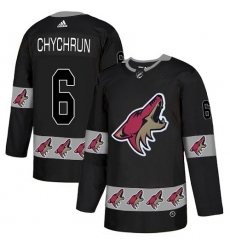 Men's Adidas Arizona Coyotes #6 Jakob Chychrun Authentic Black Team Logo Fashion NHL Jersey