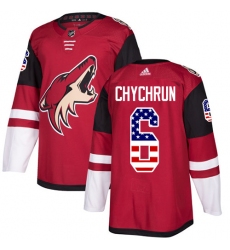 Men's Adidas Arizona Coyotes #6 Jakob Chychrun Authentic Red USA Flag Fashion NHL Jersey