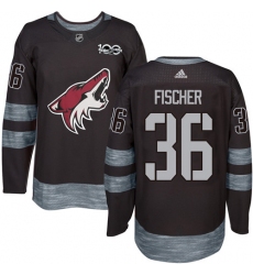 Men's Adidas Arizona Coyotes #36 Christian Fischer Premier Black 1917-2017 100th Anniversary NHL Jersey