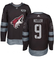 Men's Adidas Arizona Coyotes #9 Clayton Keller Authentic Black 1917-2017 100th Anniversary NHL Jersey