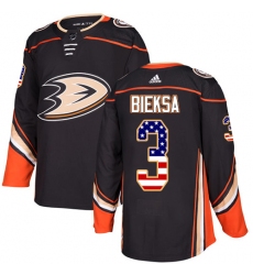 Men's Adidas Anaheim Ducks #3 Kevin Bieksa Authentic Black USA Flag Fashion NHL Jersey