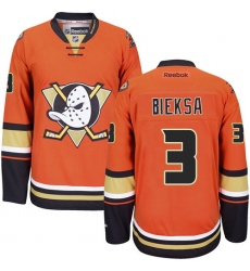 Men's Reebok Anaheim Ducks #3 Kevin Bieksa Premier Orange Third NHL Jersey
