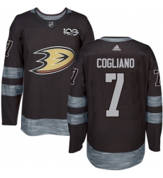 Men's Adidas Anaheim Ducks #7 Andrew Cogliano Premier Black 1917-2017 100th Anniversary NHL Jersey