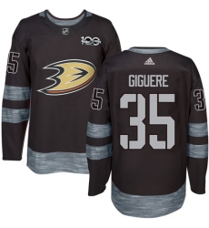 Men's Adidas Anaheim Ducks #35 Jean-Sebastien Giguere Premier Black 1917-2017 100th Anniversary NHL Jersey