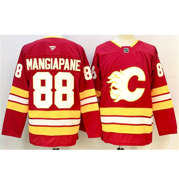 Men's Calgary Flames #88 Andrew Mangiapane Red 2024-25 Home Stitched Hockey Jersey