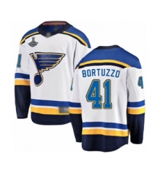 Men's St. Louis Blues #41 Robert Bortuzzo Fanatics Branded White Away Breakaway 2019 Stanley Cup Champions Hockey Jersey