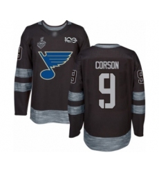 Men's St. Louis Blues #9 Shayne Corson Authentic Black 1917-2017 100th Anniversary 2019 Stanley Cup Final Bound Hockey Jersey