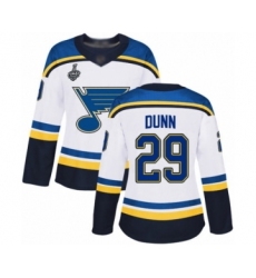 Women's St. Louis Blues #29 Vince Dunn Authentic White Away 2019 Stanley Cup Final Bound Hockey Jersey