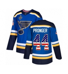 Youth St. Louis Blues #44 Chris Pronger Authentic Blue USA Flag Fashion 2019 Stanley Cup Final Bound Hockey Jersey