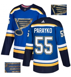 Men's Adidas St. Louis Blues #55 Colton Parayko Authentic Royal Blue Fashion Gold NHL Jersey
