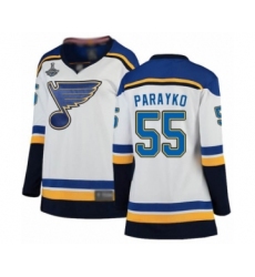 Women's St. Louis Blues #55 Colton Parayko Fanatics Branded White Away Breakaway 2019 Stanley Cup Champions Hockey Jersey