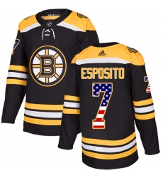 Youth Adidas Boston Bruins #7 Phil Esposito Authentic Black USA Flag Fashion NHL Jersey