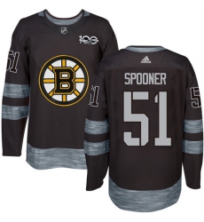 Men's Adidas Boston Bruins #51 Ryan Spooner Authentic Black 1917-2017 100th Anniversary NHL Jersey