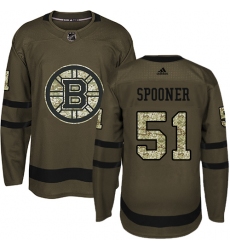 Men's Adidas Boston Bruins #51 Ryan Spooner Premier Green Salute to Service NHL Jersey