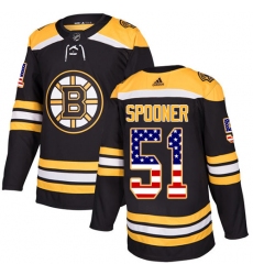 Youth Adidas Boston Bruins #51 Ryan Spooner Authentic Black USA Flag Fashion NHL Jersey