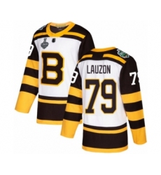 Men's Boston Bruins #79 Jeremy Lauzon Authentic White Winter Classic 2019 Stanley Cup Final Bound Hockey Jersey