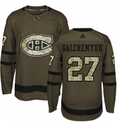 Men's Adidas Montreal Canadiens #27 Alex Galchenyuk Authentic Green Salute to Service NHL Jersey