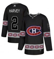 Men's Adidas Montreal Canadiens #2 Doug Harvey Authentic Black Team Logo Fashion NHL Jersey