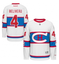 Men's Reebok Montreal Canadiens #4 Jean Beliveau Premier White 2016 Winter Classic NHL Jersey