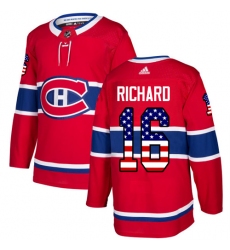 Youth Adidas Montreal Canadiens #16 Henri Richard Authentic Red USA Flag Fashion NHL Jersey