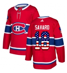 Men's Adidas Montreal Canadiens #18 Serge Savard Authentic Red USA Flag Fashion NHL Jersey
