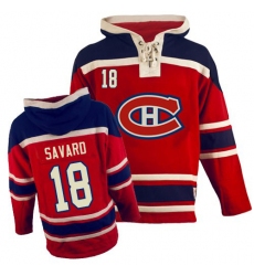 Men's Old Time Hockey Montreal Canadiens #18 Serge Savard Authentic Red Sawyer Hooded Sweatshirt NHL Jersey