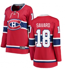 Women's Montreal Canadiens #18 Serge Savard Authentic Red Home Fanatics Branded Breakaway NHL Jersey