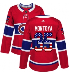 Women's Adidas Montreal Canadiens #35 Al Montoya Authentic Red USA Flag Fashion NHL Jersey