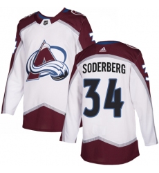 Men's Adidas Colorado Avalanche #34 Carl Soderberg White Road Authentic Stitched NHL Jersey