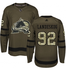 Youth Adidas Colorado Avalanche #92 Gabriel Landeskog Premier Green Salute to Service NHL Jersey