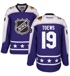 Men's Reebok Chicago Blackhawks #19 Jonathan Toews Premier Purple Central Division 2017 All-Star NHL Jersey