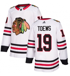 Women's Adidas Chicago Blackhawks #19 Jonathan Toews Authentic White Away NHL Jersey