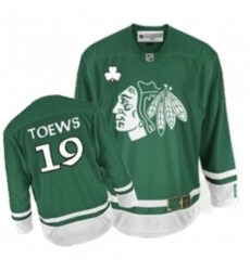 Youth Reebok Chicago Blackhawks #19 Jonathan Toews Premier Green St Patty's Day NHL Jersey