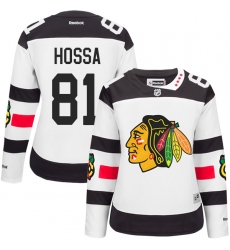 Women's Reebok Chicago Blackhawks #81 Marian Hossa Premier White 2016 Stadium Series NHL Jersey