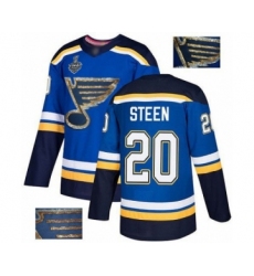 Men's St. Louis Blues #20 Alexander Steen Authentic Royal Blue Fashion Gold 2019 Stanley Cup Final Bound Hockey Jersey