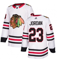 Men's Adidas Chicago Blackhawks #23 Michael Jordan Authentic White Away NHL Jersey