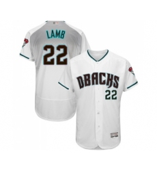 Men's Arizona Diamondbacks #22 Jake Lamb White Teal Alternate Authentic Collection Flex Base Baseball Jersey