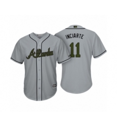 Women Atlanta Braves #11 Ender Inciarte Gray 2017 Memorial Day Cool Base Jersey