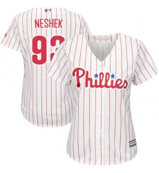 Women's Majestic Philadelphia Phillies #93 Pat Neshek Authentic White/Red Strip Home Cool Base MLB Jersey