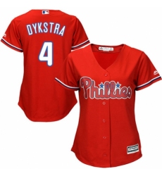 Women's Majestic Philadelphia Phillies #4 Lenny Dykstra Replica Red Alternate Cool Base MLB Jersey