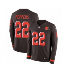 Youth Nike Cleveland Browns #22 Jabrill Peppers Limited Brown Therma Long Sleeve NFL Jersey